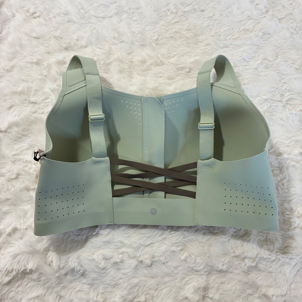 Victoria's Secret Sport Featherweight Max High Support Zip Front Bra 38DD Green - Picture 2 of 4